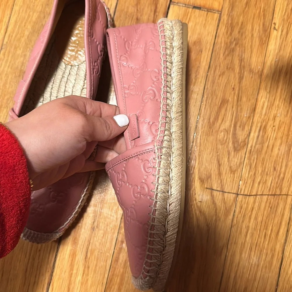 Authentic Gucci Pink Leather Espadrilles - Picture 2 of 5